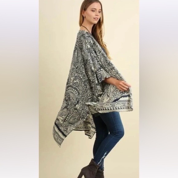 Umgee Oversized Boho Lightweight Coastal Side Slits Kimono Cardigan Size S/M - Picture 4 of 14